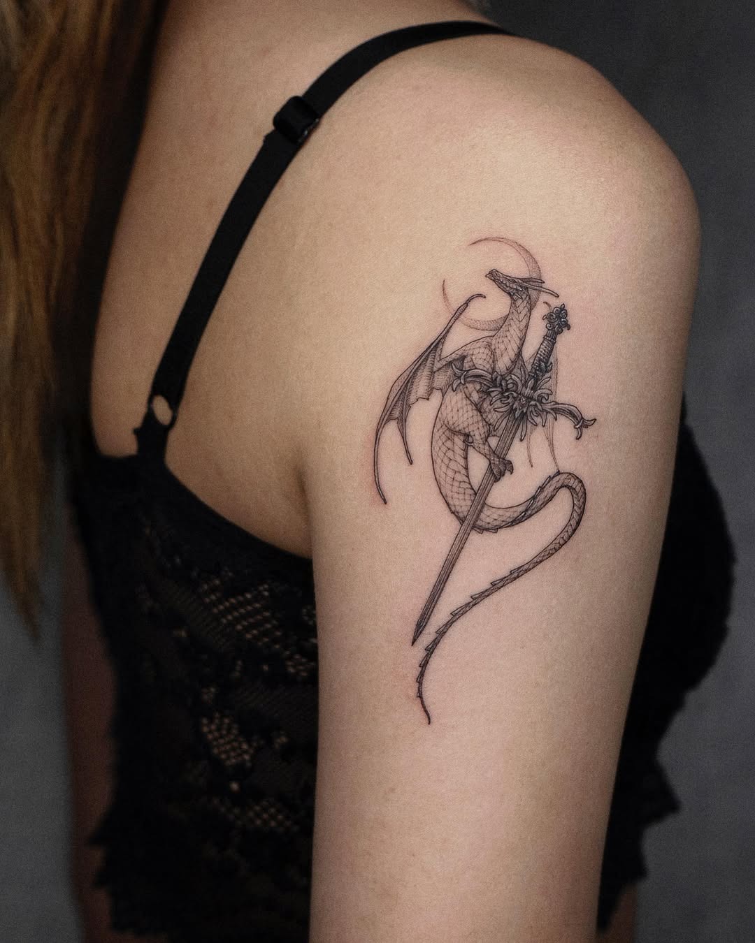Intricate Sword and Dragon Tattoo Design Tattoo Design