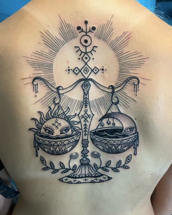 Celestial Sun and Moon Constellation Tattoo Tattoo Design