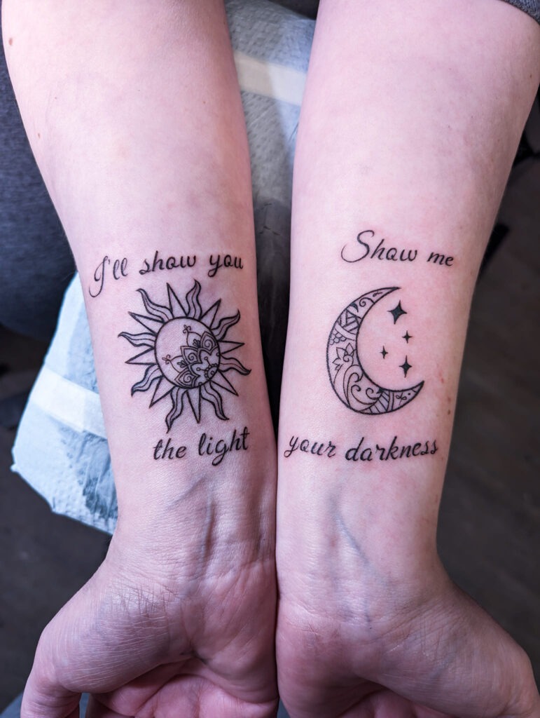 "Live by the Sun, Love by the Moon" Tattoo Tattoo Design