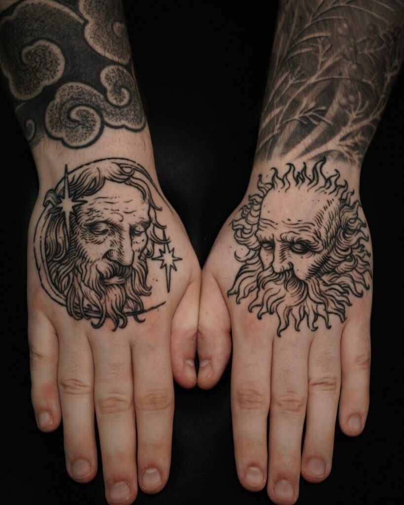 Matching Sun and Moon Arm Tattoos Tattoo Design
