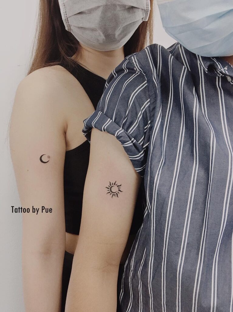 Matching Sun and Moon Couple Tattoos Tattoo Design