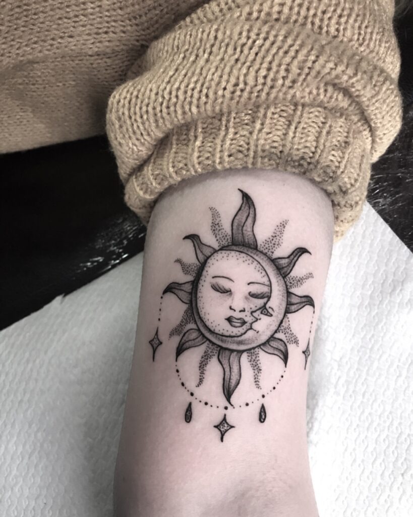 Matching Sun and Moon Wrist Tattoos Tattoo Design