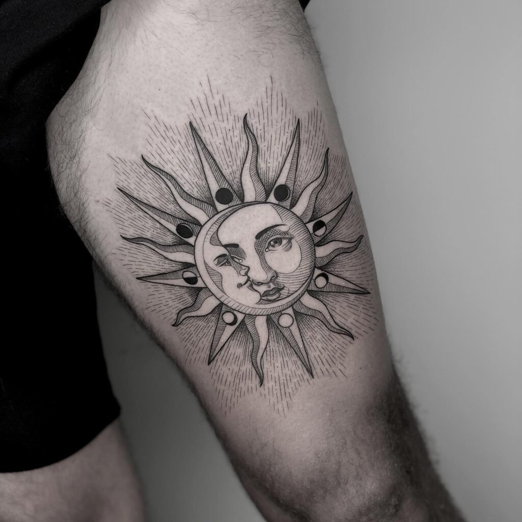 Minimalist Sun and Moon Back Tattoo Tattoo Design