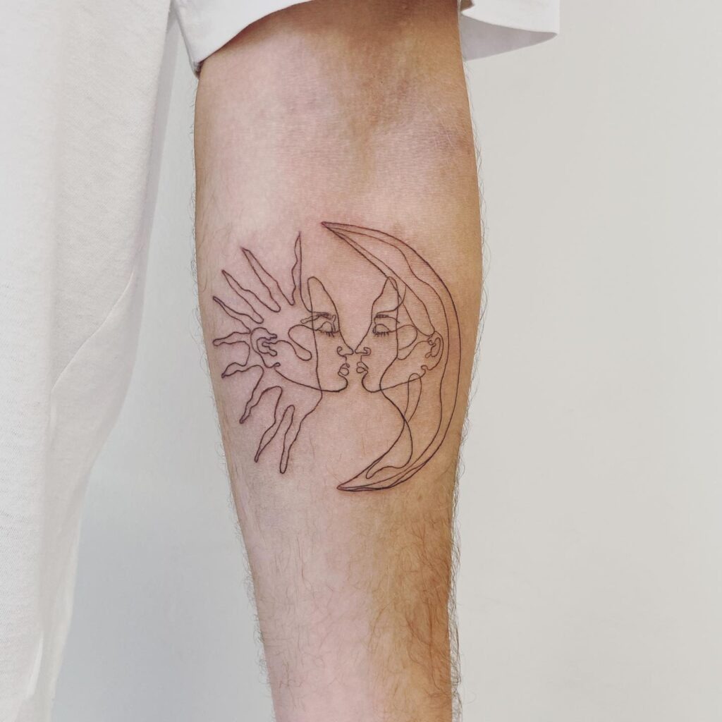 Minimalist Sun and Moon Eclipse Tattoo Tattoo Design