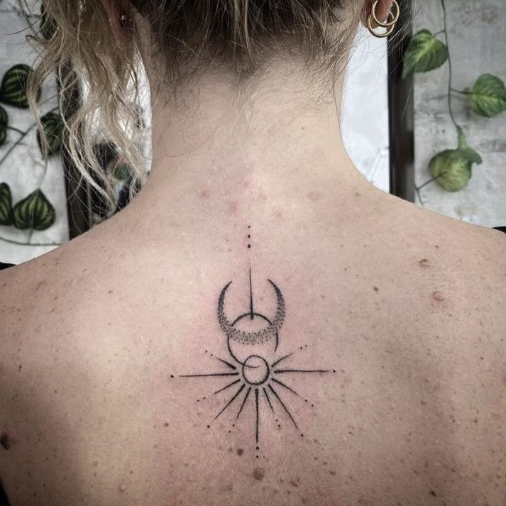 Minimalist Sun and Moon Embrace Tattoo Tattoo Design