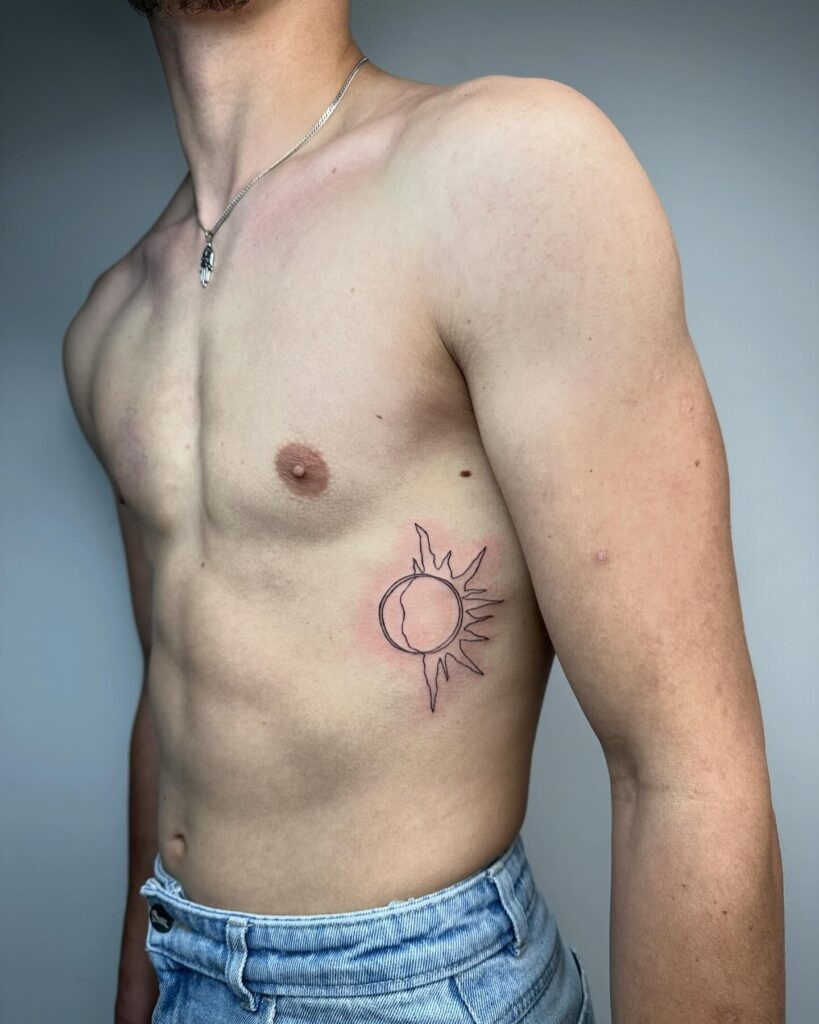 Sun and Moon Line Art Kiss Tattoo Tattoo Design