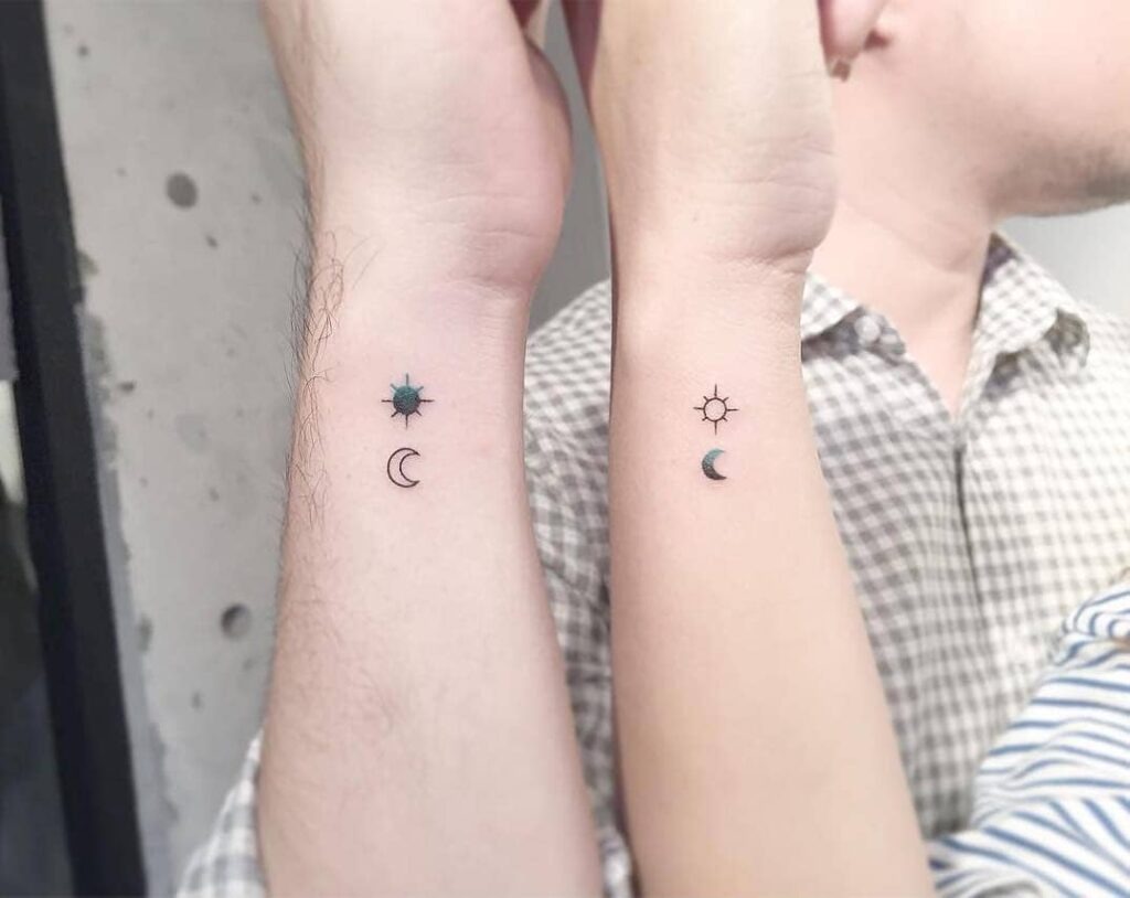 Sun and Moon Matching Sister Tattoos Tattoo Design