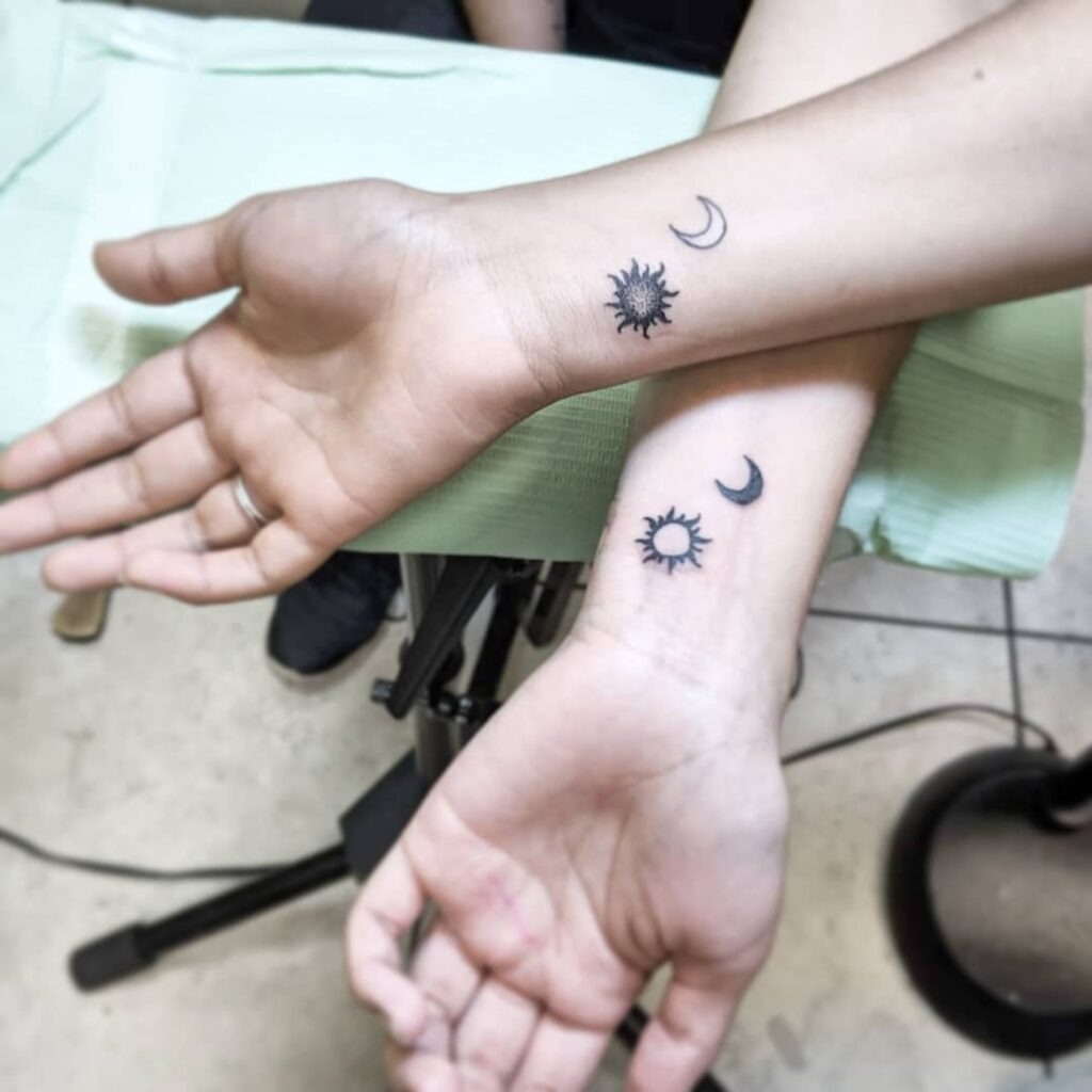 Sun and Moon Wrist Pair Tattoos Tattoo Design