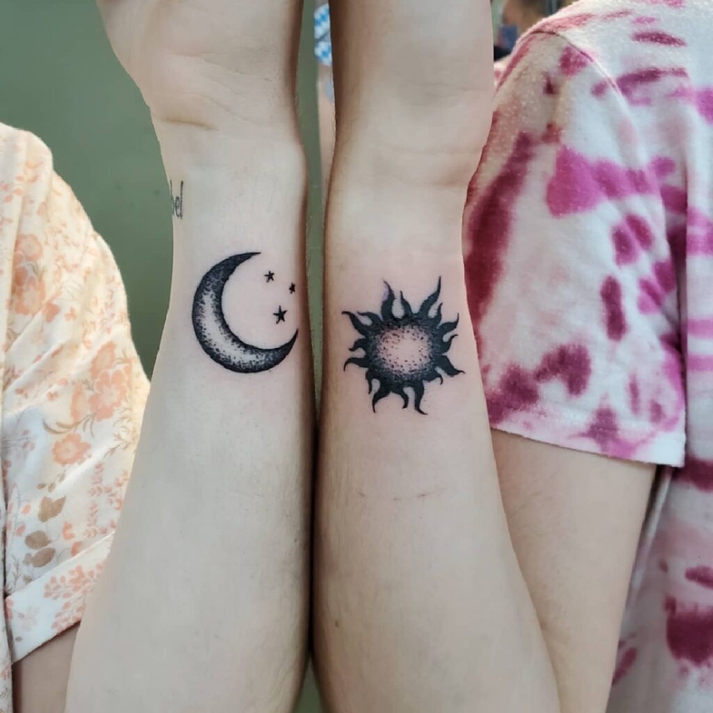 Sun, Moon, and Unalome Forearm Tattoo Tattoo Design