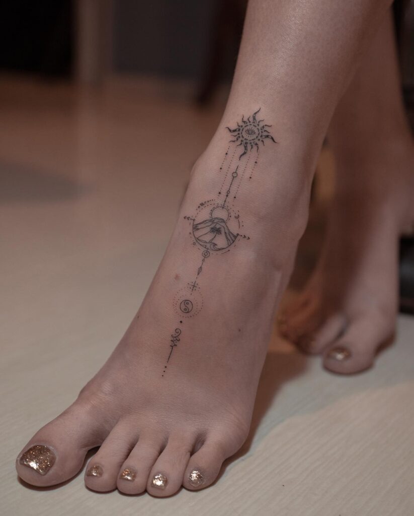 Celestial Harmony Foot Tattoo Tattoo Design