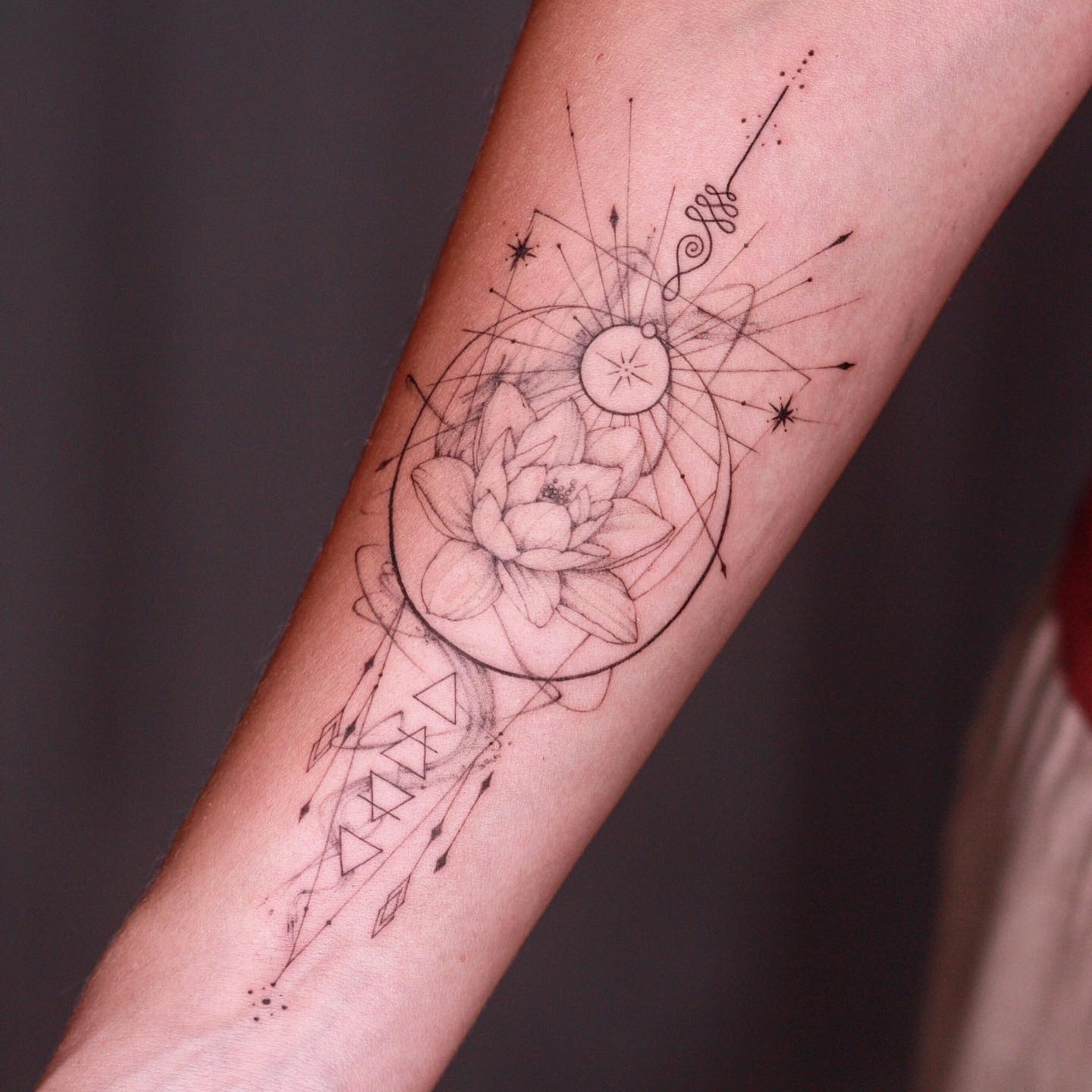 Cosmic Lotus Forearm Tattoo Tattoo Design