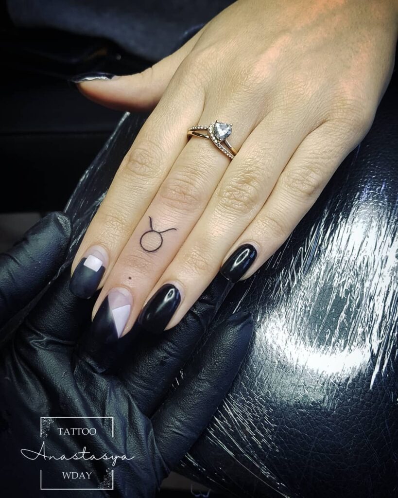 Minimal Taurus Finger Tattoo Tattoo Design