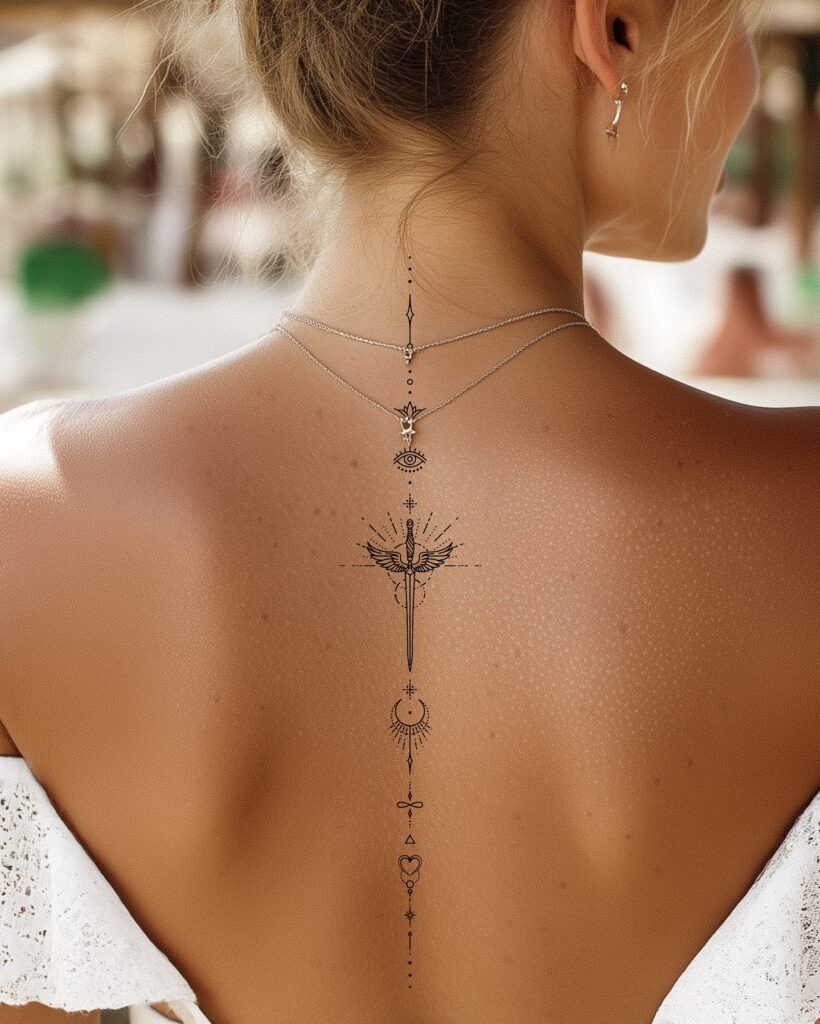 Sacred Power and Protection Spine Tattoo Tattoo Design