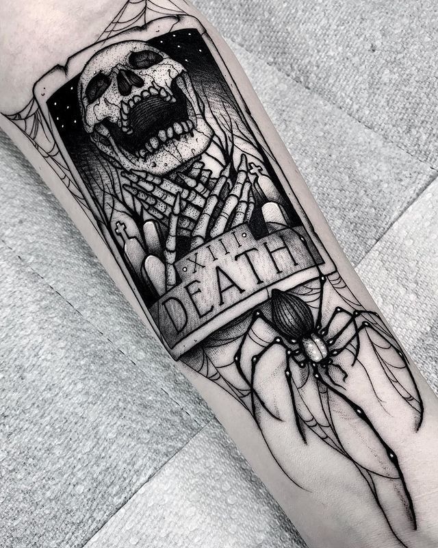 Death XIII with Black Widow Detail Tattoo Design
