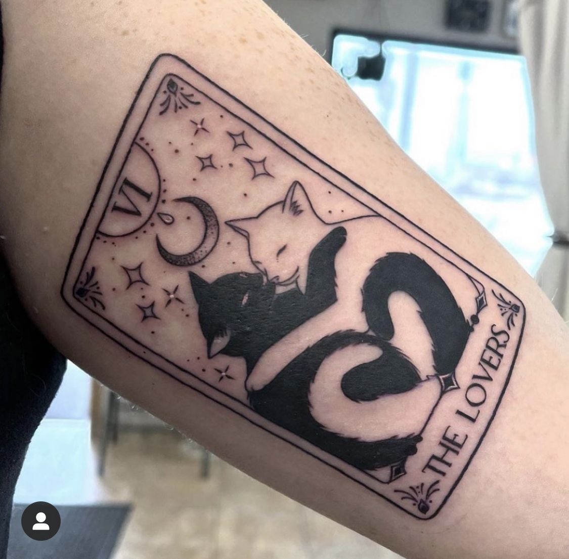 The Lovers as Yin-Yang Cats Tattoo Design