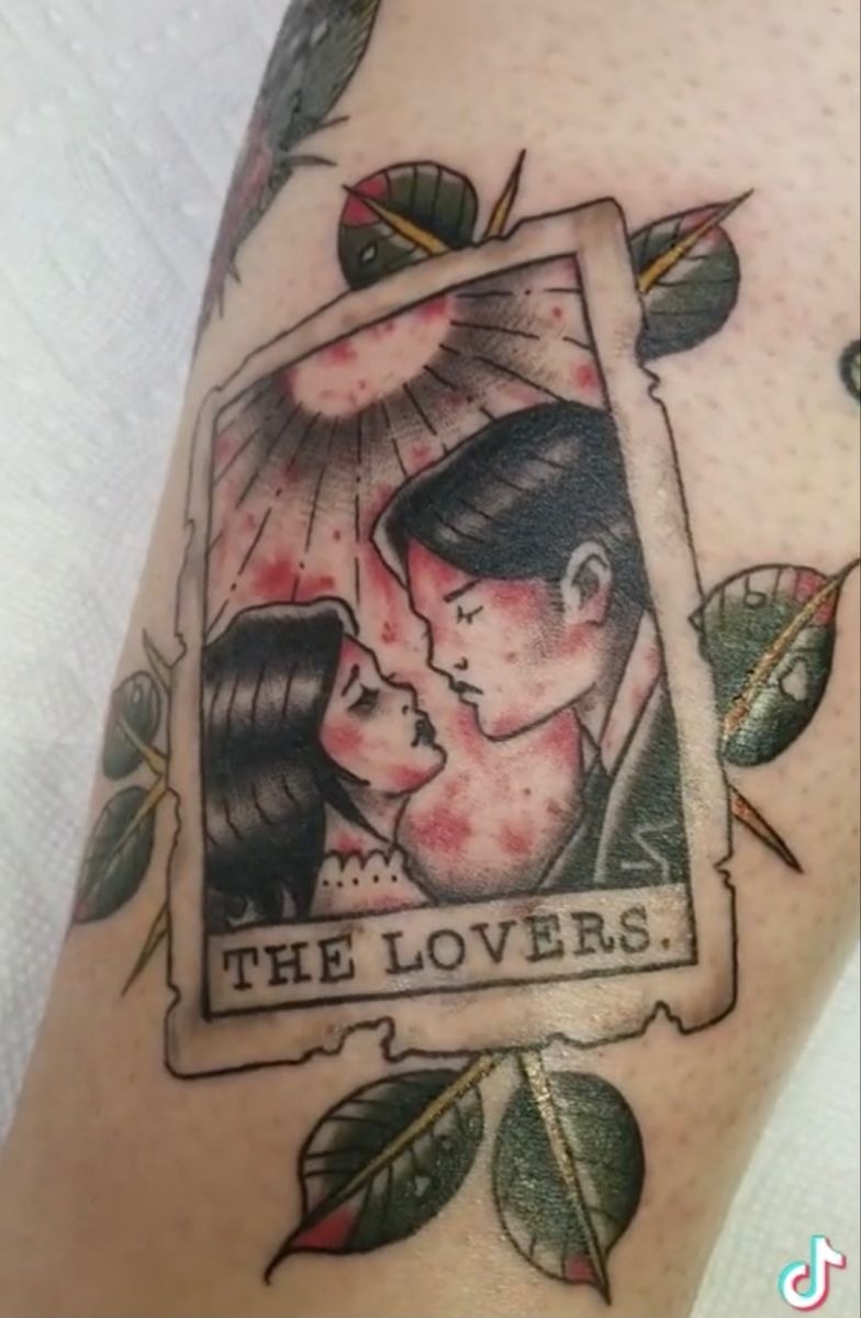 The Lovers in Vintage Cameo Tattoo Design