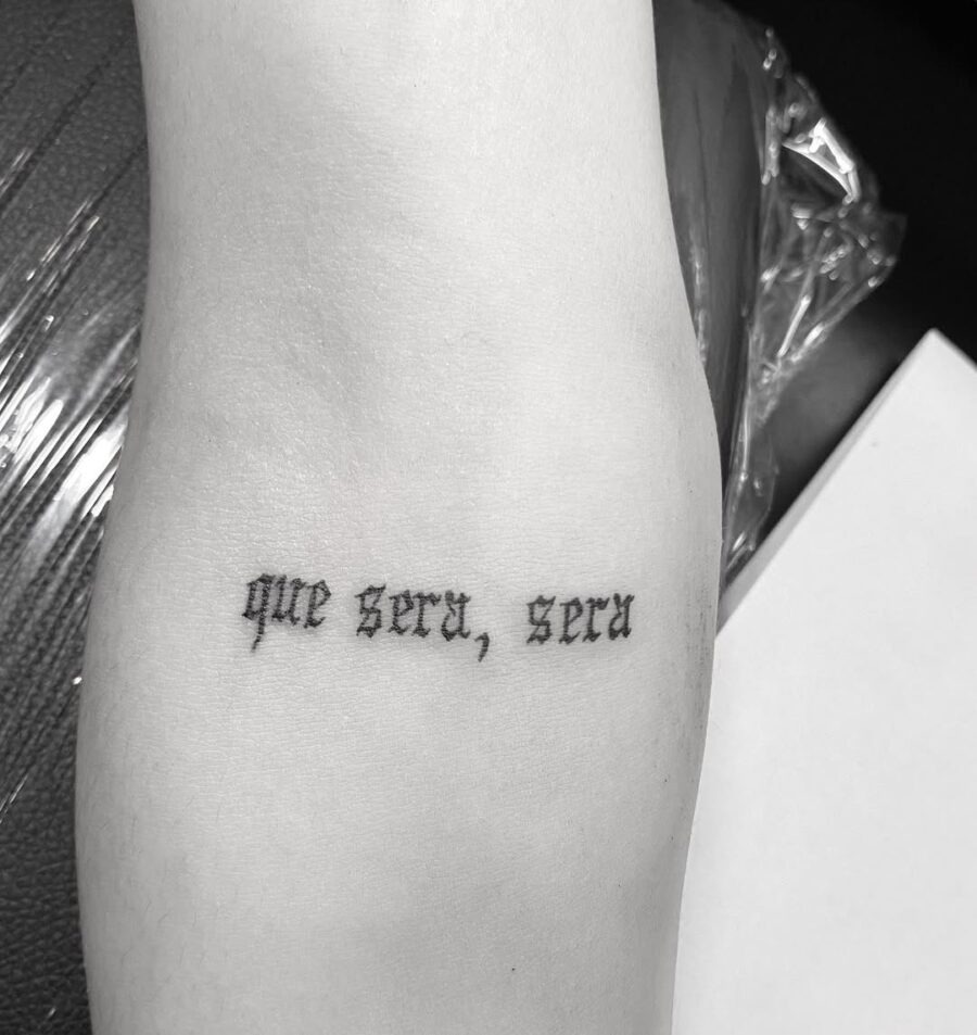 Charming script tattoo with a timeless phrase Tattoo Design
