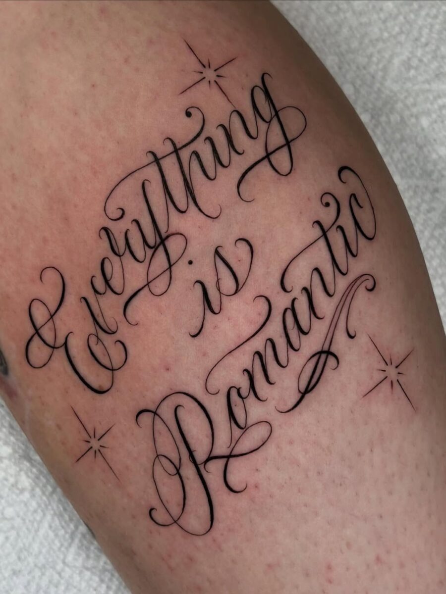 Elegant calligraphy tattoo with a romantic message Tattoo Design
