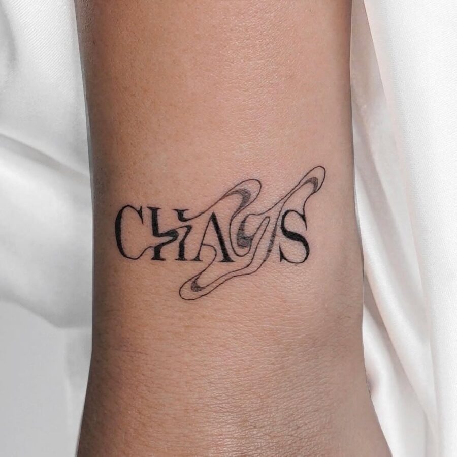 Fluid Chains Tattoo Design with Curvy Letters Tattoo Design