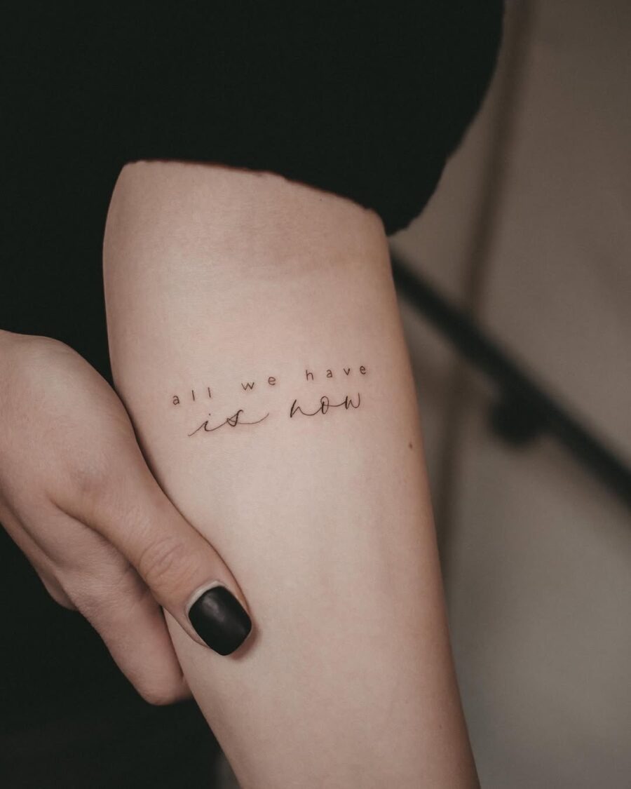 Minimalist tattoo with inspirational quote Tattoo Design