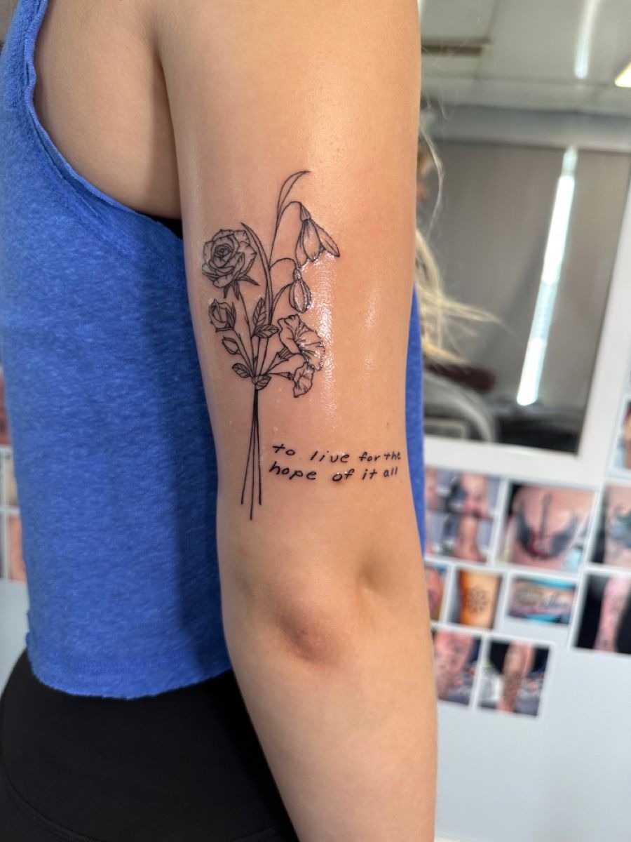 August Hope Floral Bouquet Tattoo Tattoo Design