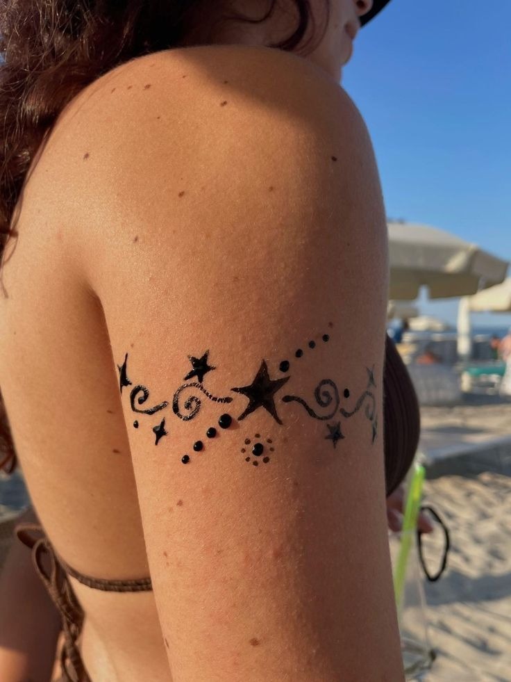 Celestial Star Band Temporary Tattoo Tattoo Design