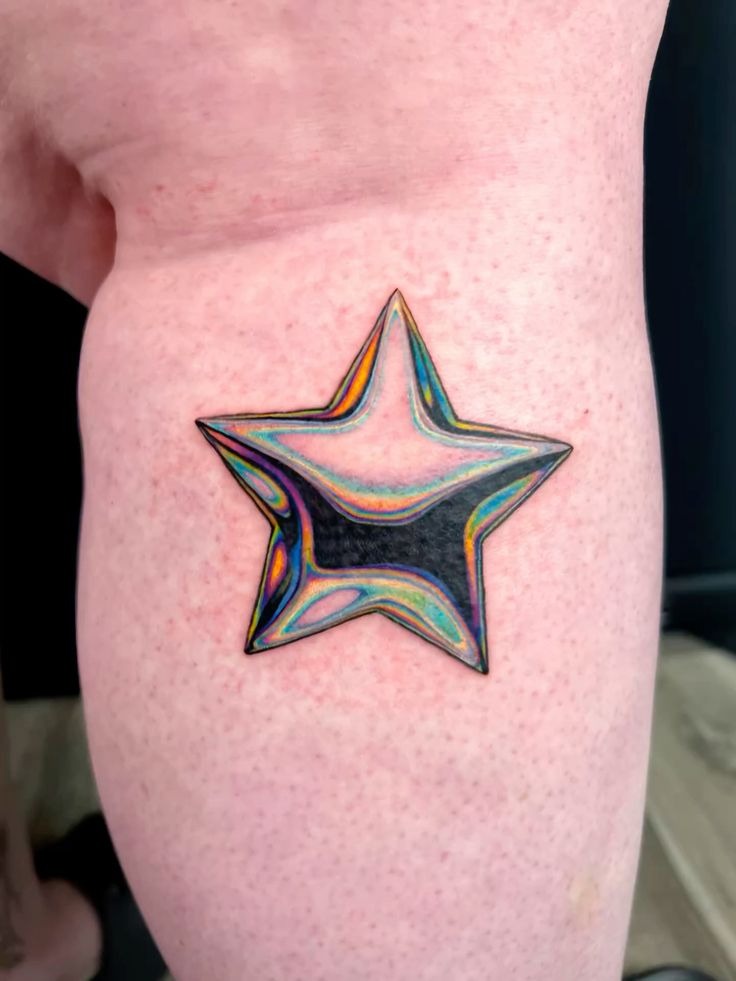 Chrome Rainbow Star Temporary Tattoo Tattoo Design