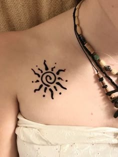 Minimal Spiral Sun Temporary Tattoo Tattoo Design