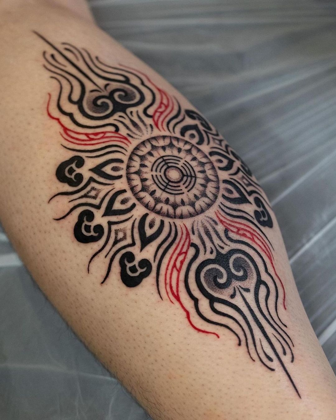 Ornamental Black and Red Temporary Tattoo Tattoo Design