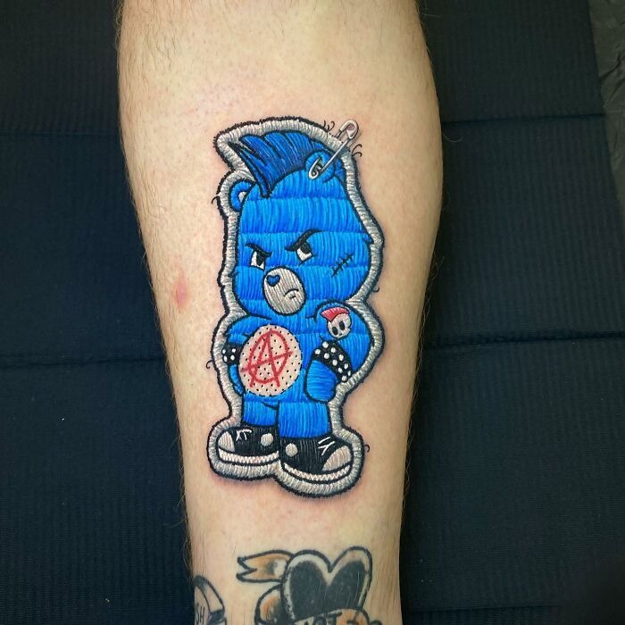 Punk Blue Bear Temporary Tattoo Tattoo Design