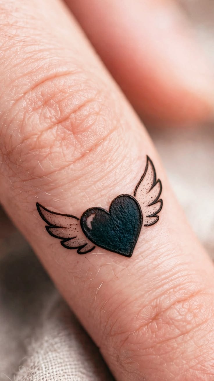 Tiny Winged Heart Temporary Tattoo Tattoo Design