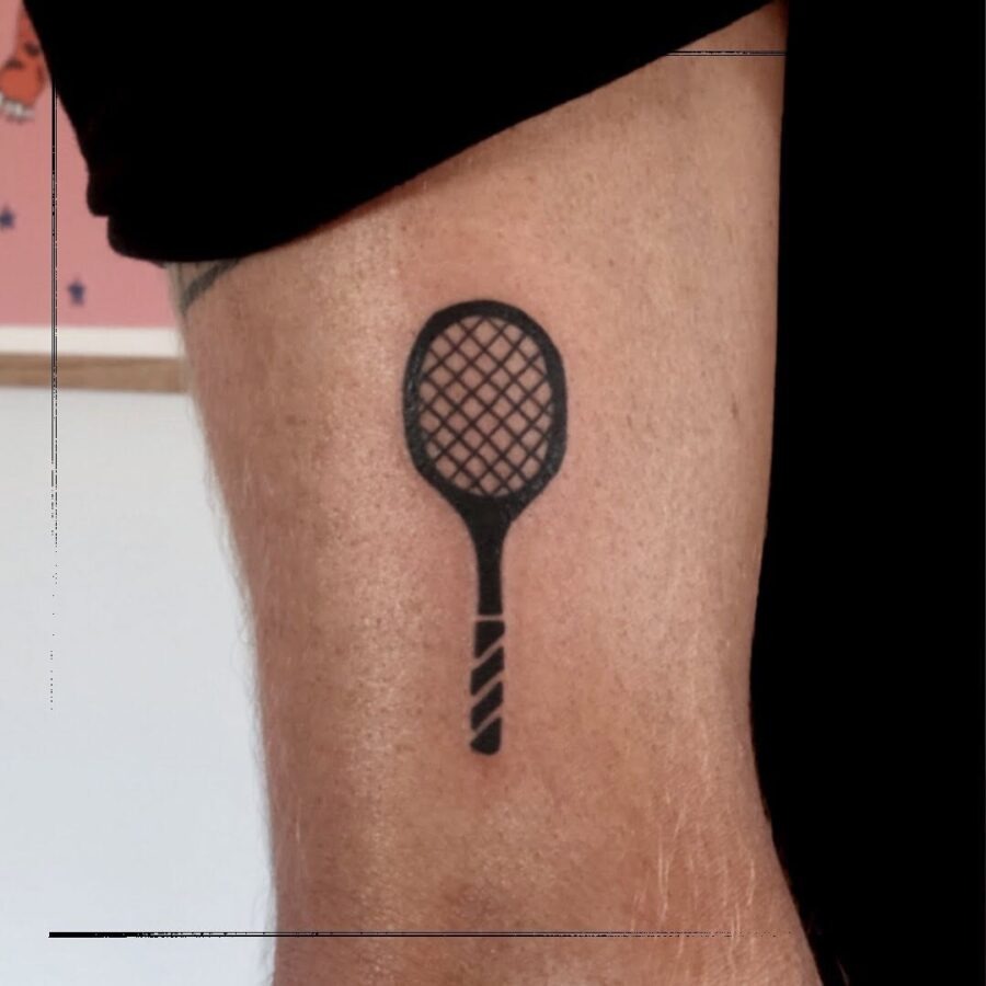 Minimalist tennis racket tattoo design inspiration Tattoo Design