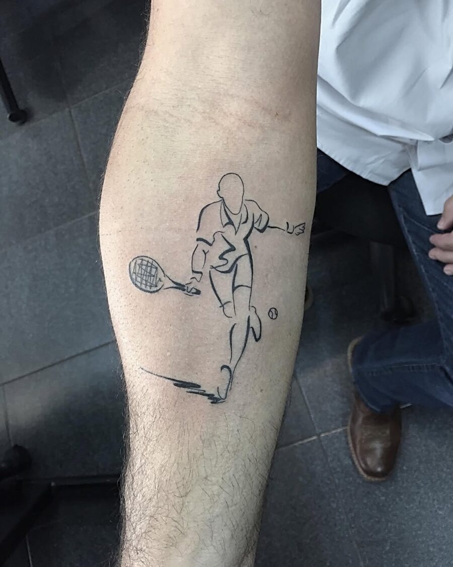 Stylish tennis player inked on forearm Tattoo Design