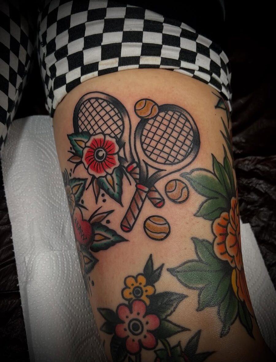 Stylish tennis tattoo merging sport and art Tattoo Design