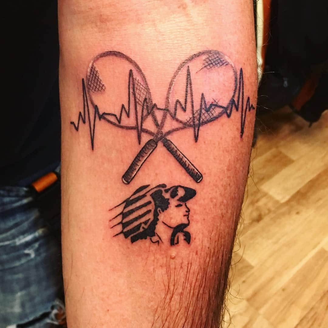 Tennis-inspired tattoo with heartbeat vibes Tattoo Design