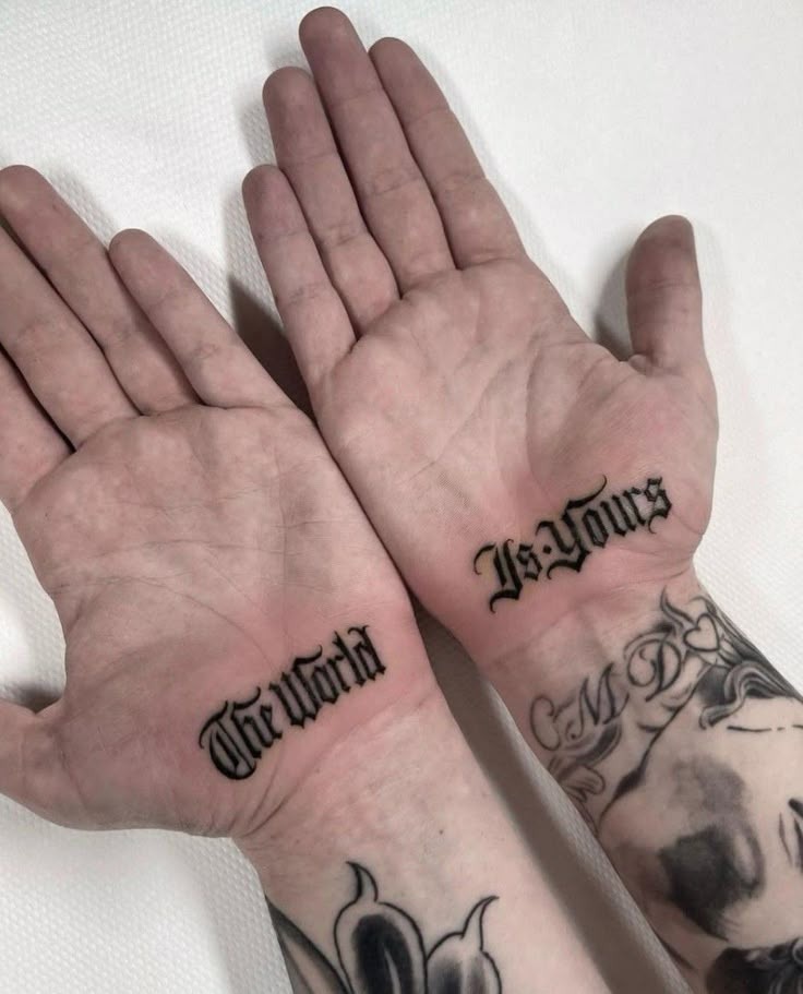 Inner Palm Script Pair Tattoo Design