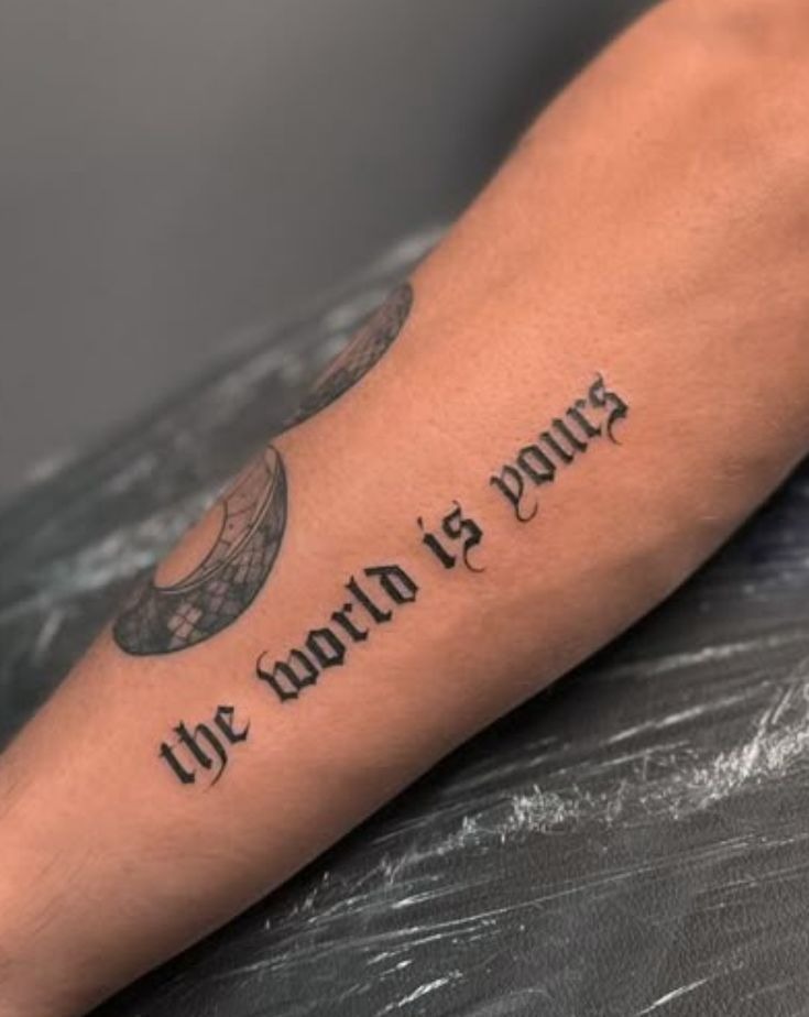 Minimalist Forearm Text Tattoo Design