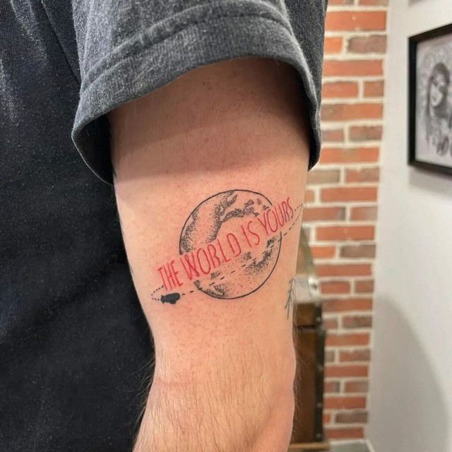 Red Blimp and Globe Inspiration Tattoo Design