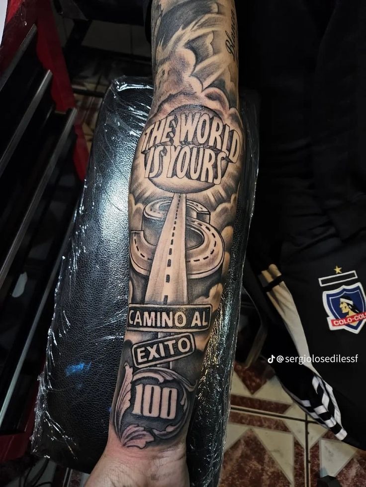 Road to Success Full Sleeve Tattoo Design