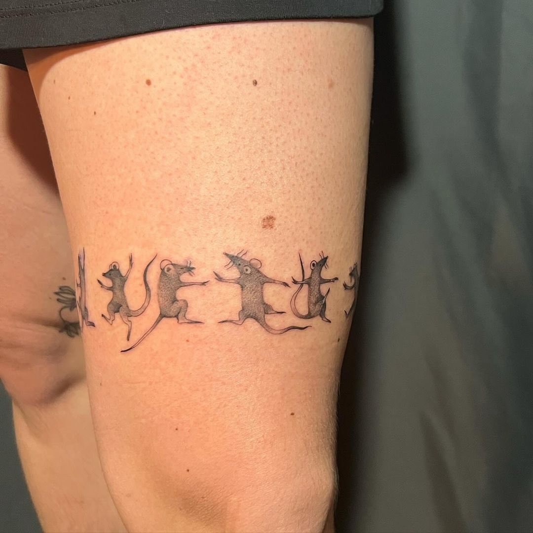 Dancing Mice Thigh Band Tattoo Tattoo Design
