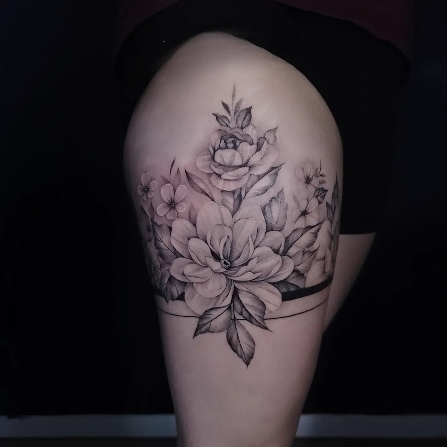 Floral Thigh Band Tattoo Tattoo Design