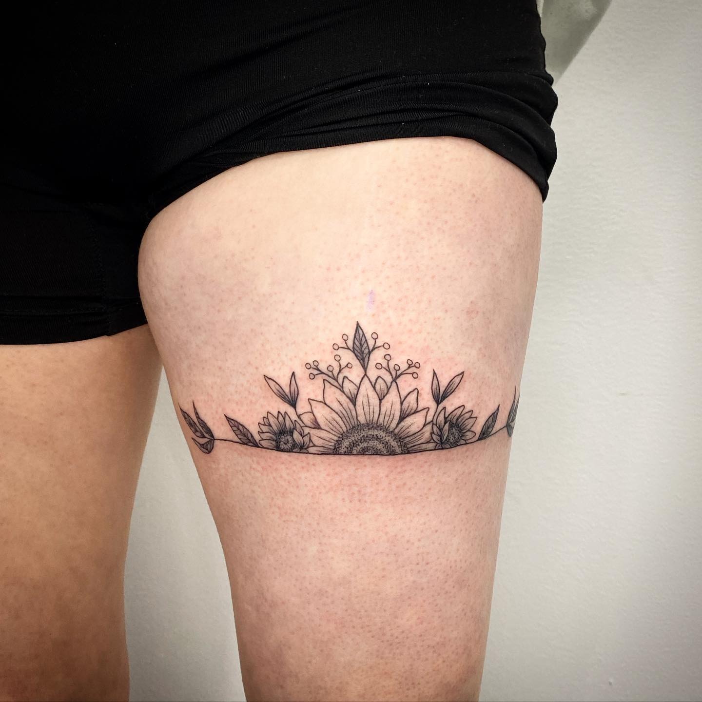 Sunflower Thigh Band Tattoo Tattoo Design