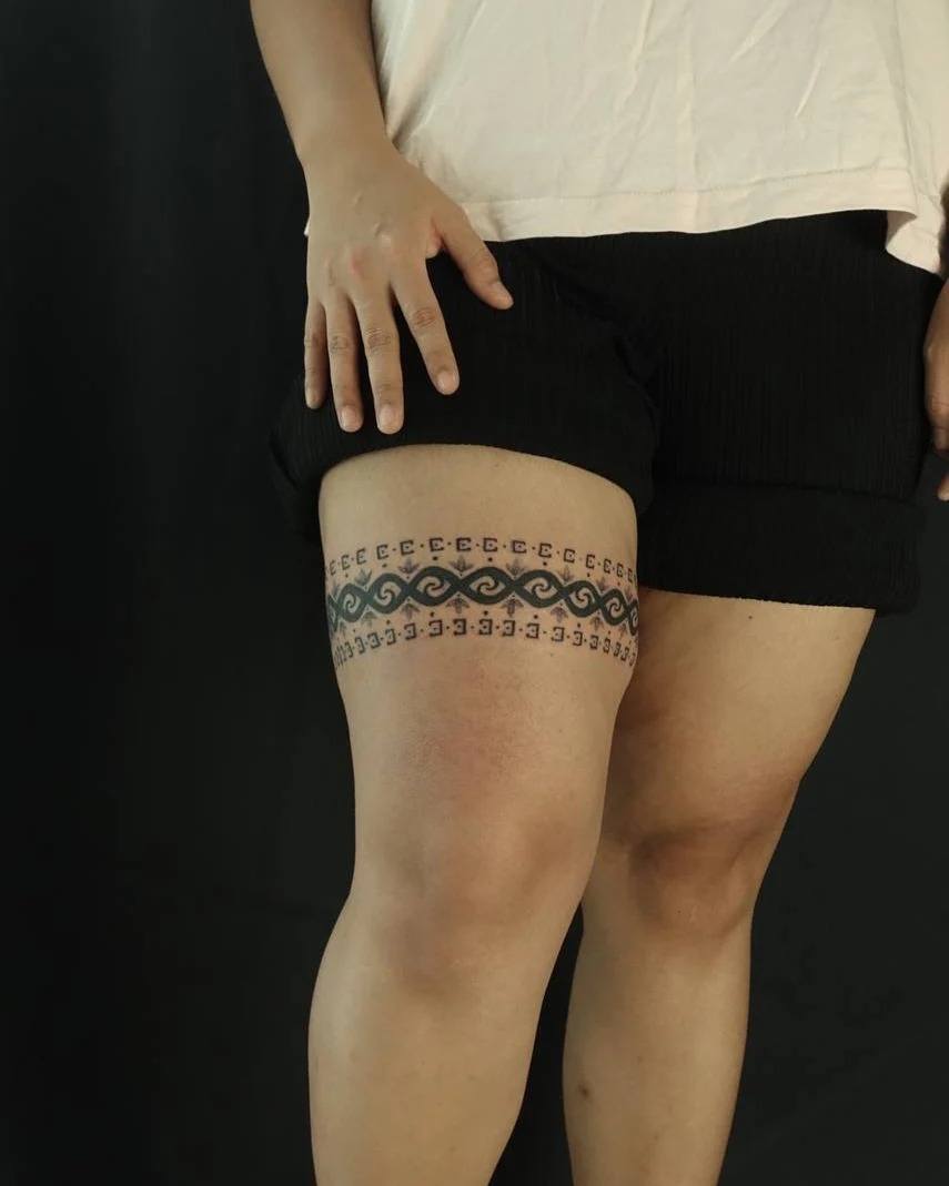 Tribal Pattern Thigh Band Tattoo Tattoo Design