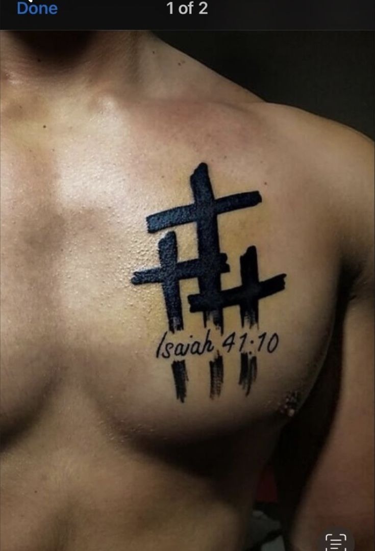 Isaiah Scripture Chest Three Cross Tattoo Tattoo Design
