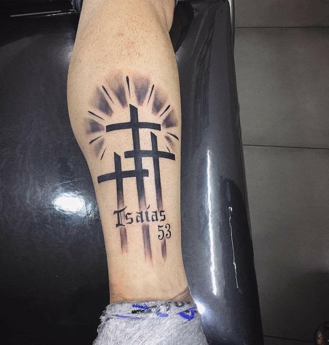 Radiant Calf Three Cross Tattoo Tattoo Design