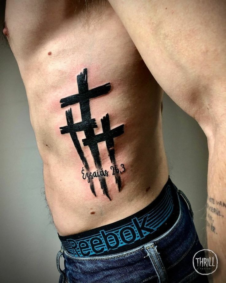Scripture Rib Three Cross Tattoo Tattoo Design