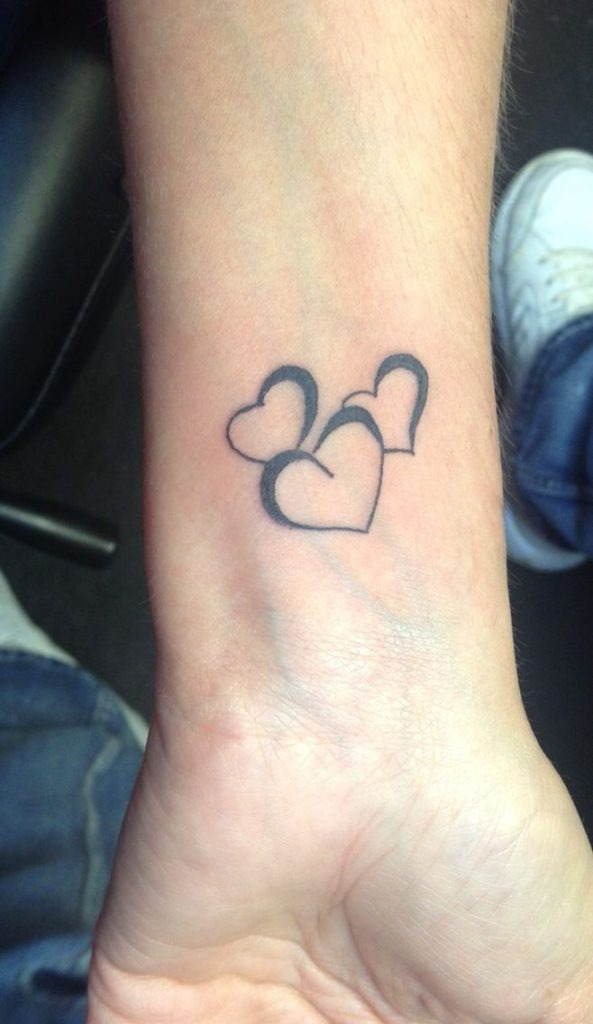 Bold Three Hearts Tattoo with Shading Tattoo Design