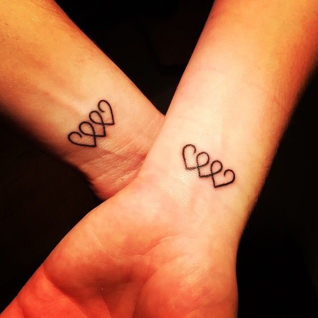Interlinked Three Hearts Tattoo on the Wrist Tattoo Design