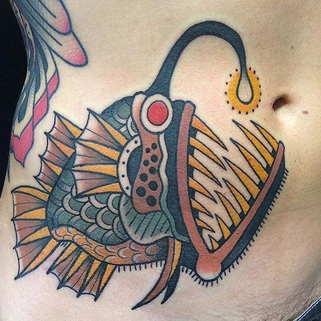 Anglerfish With Large Teeth Tattoo Design