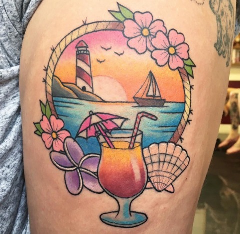 Beachy Tranquility and a Cocktail Tattoo Design